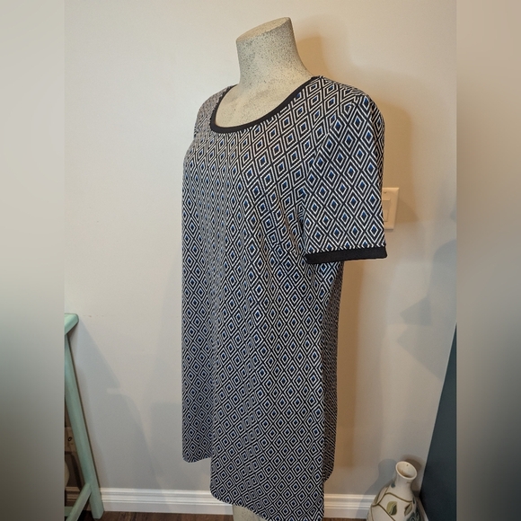 Long Tall Sally Shift Dress Short Sleeve Diamond Jacquard US 14 - Picture 12 of 17